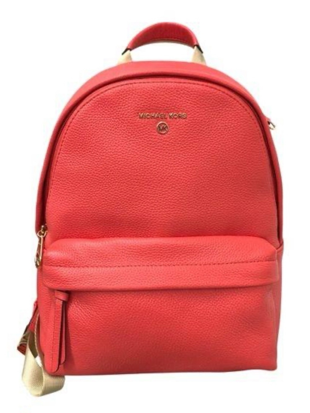 NWT Michael Kors Coral Red Pebbled Leather Backpack with COA